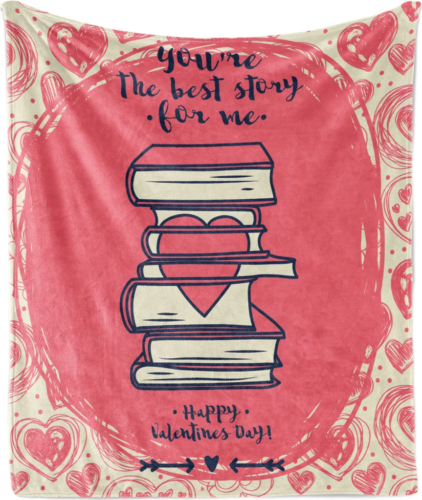 Coperta San Valentino ABAKUHAUS Libri 175x230 cm | Morbido Plaid Pile