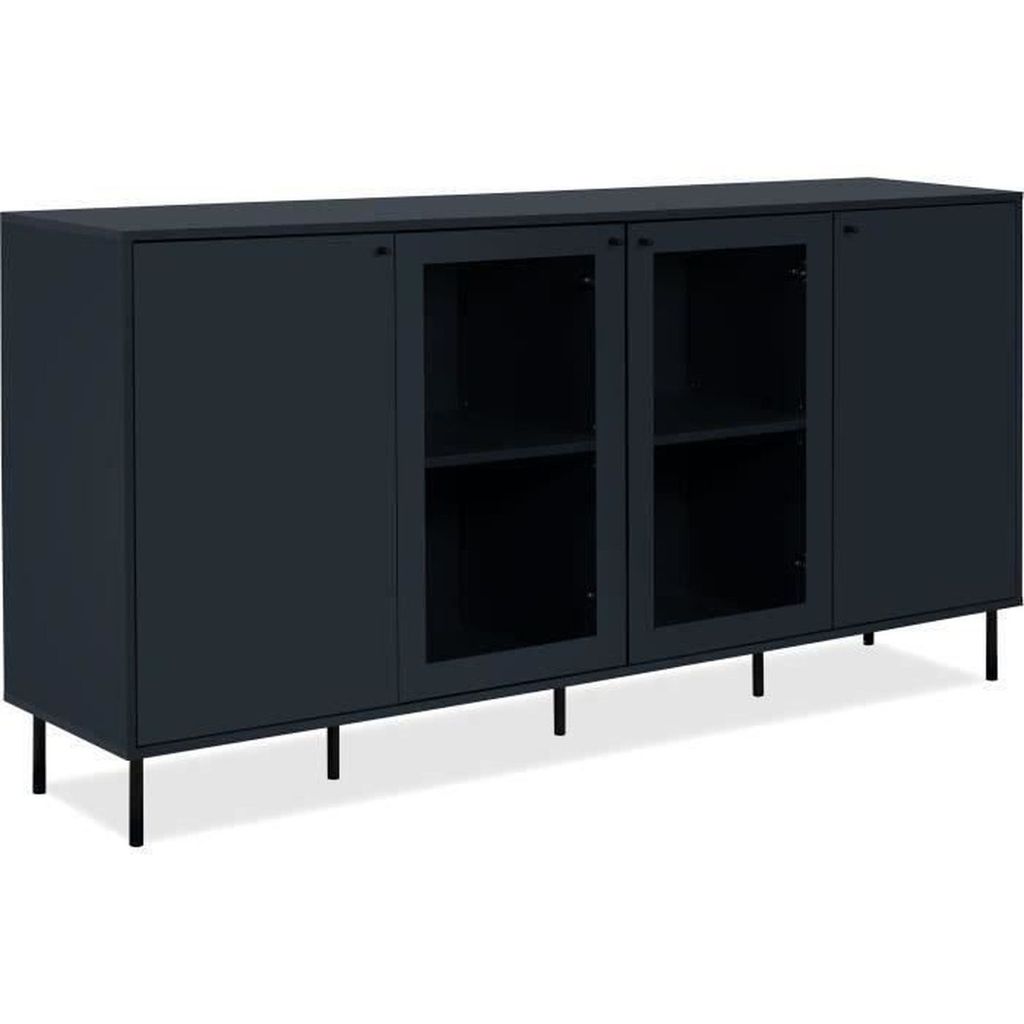Buffet bas - CARACAS - Bleu marine - 2 portes vitrées + 2 Image du produit 