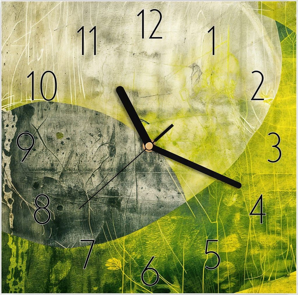 Wanduhr aus Glas mit Motiv Abstraktkunst- 30 x 30 cm - inkl. Aufhängesystem