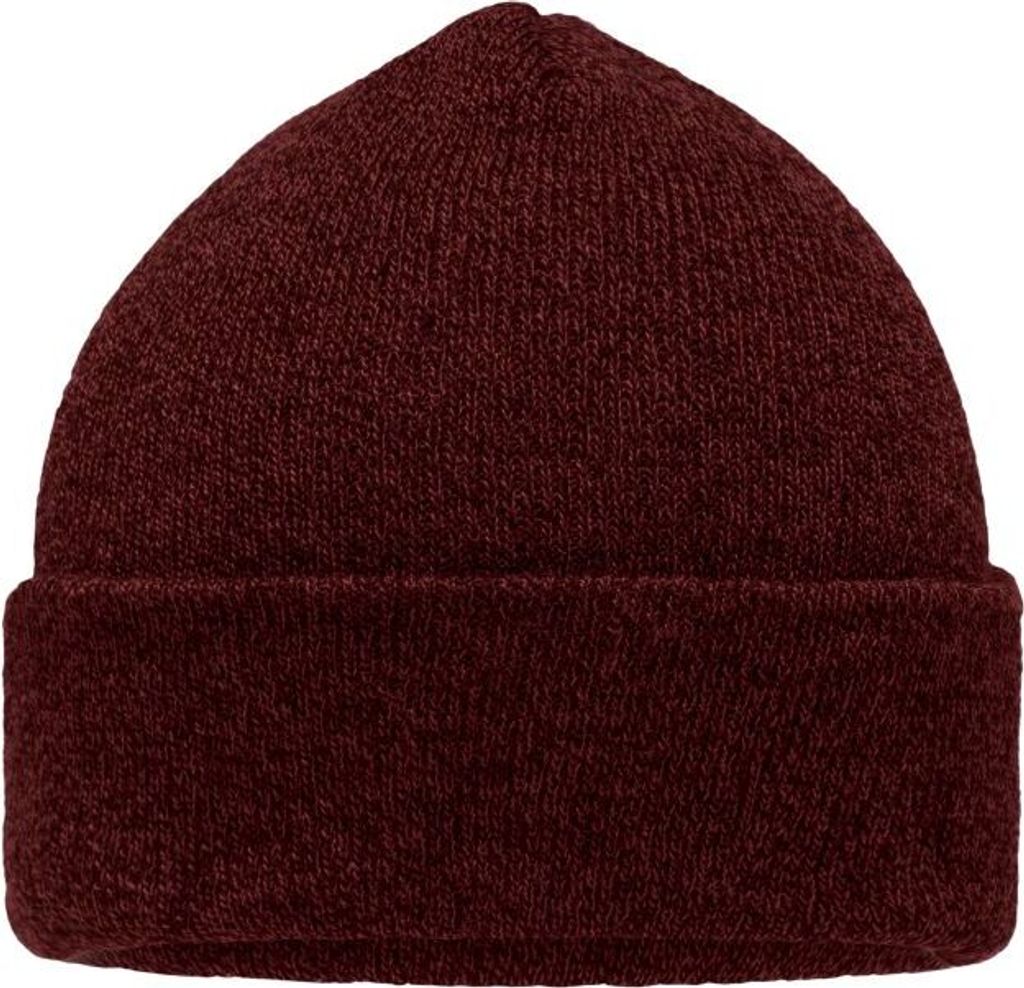 Melange Beanie Melierte Strickmütze mit Umschlag dark-red-melange, Gr. one size
