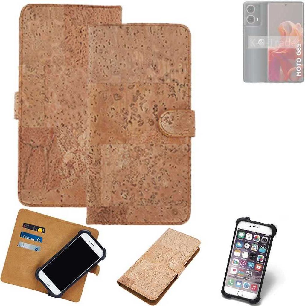 K-S-Trade Hülle kompatibel mit Motorola Moto G85 5G Kork Handyhülle Cover Schutzhülle TPU Case Bumper in Hellbraun, (1x)