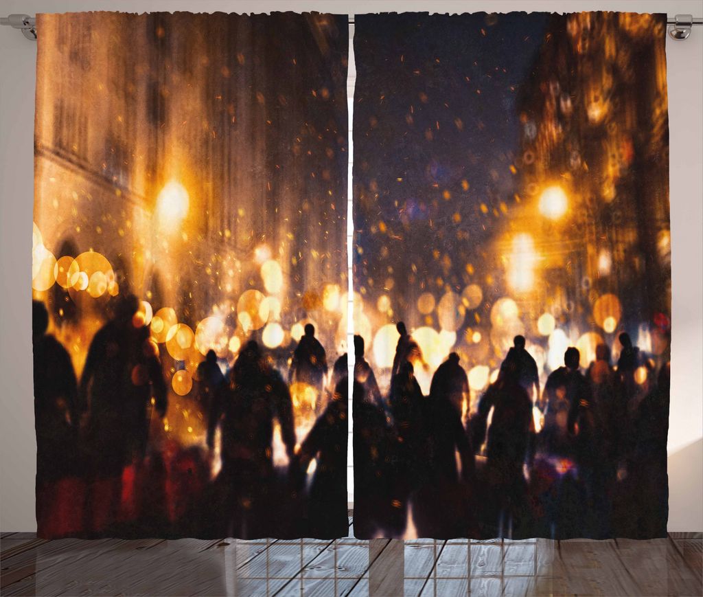 ABAKUHAUS Zombie Rustikaler Gardine, Brennende Stadt Chaos, Schlafzimmer Kräuselband Vorhang mit Schlaufen und Haken, 280 x 225 cm, Siegel Braun B...