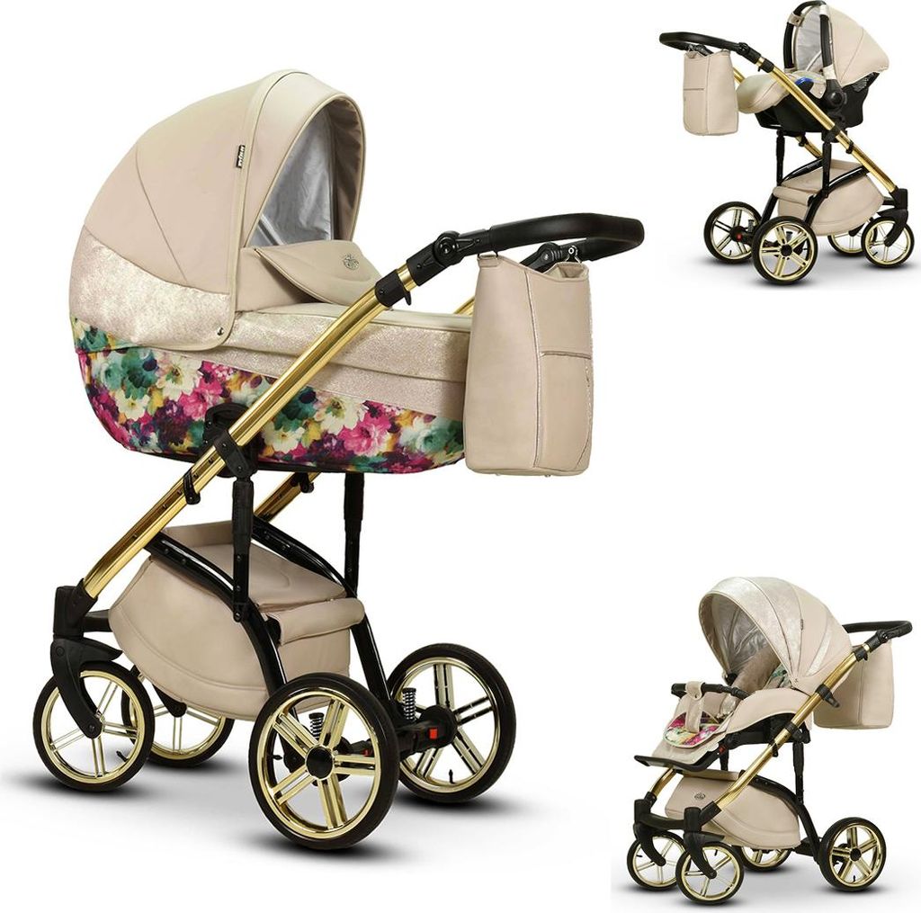 Kinderwagen-Set Vip Lux 4 in 1 inkl. Sportsitz, Autositz und umfangreichem Zubehör in Farbe Molokai Duot - in 21 Farben erhältlich