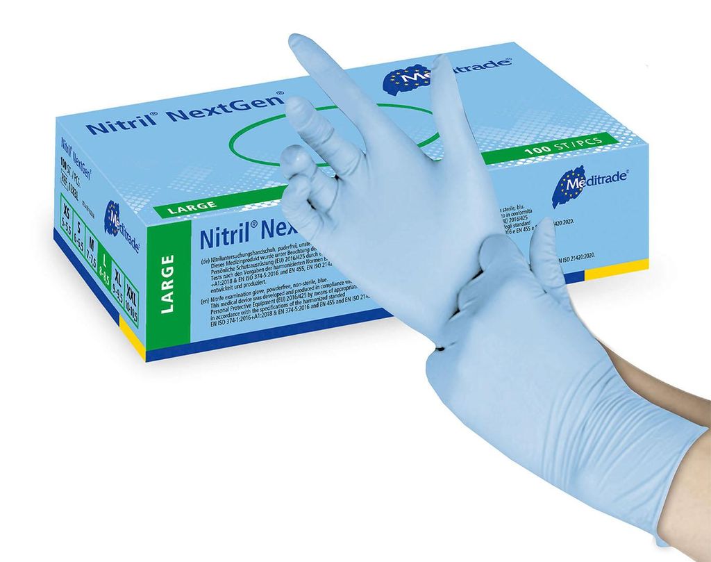 Meditrade Nitril NextGen Untersuchungshandschuhe blau Gr. L Produktbild 