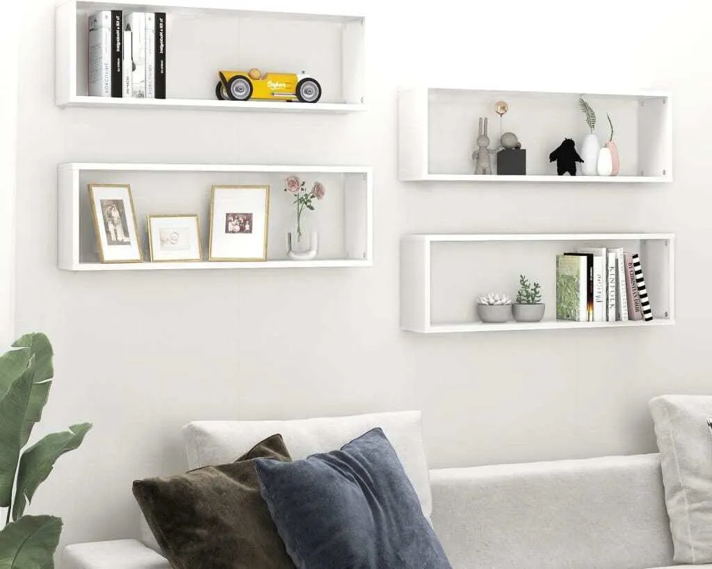 Maison Exclusive Étagères Cubiques 4 Pièces Blanc 80x15x26,5 cm en Bois