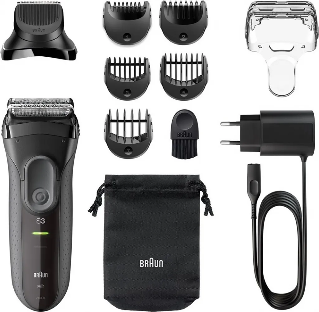 Braun 3000BT Rasoir Électrique avec Tondeuse à Barbe et 5 Sabots de Coupe