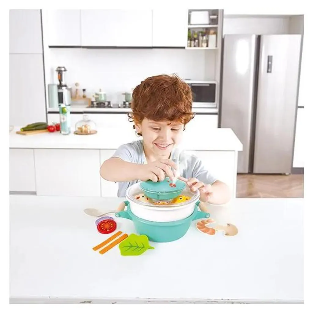 Cuisine Enfant avec Vapeur Réelle - Hape Little Chef Playset Plus Bois
