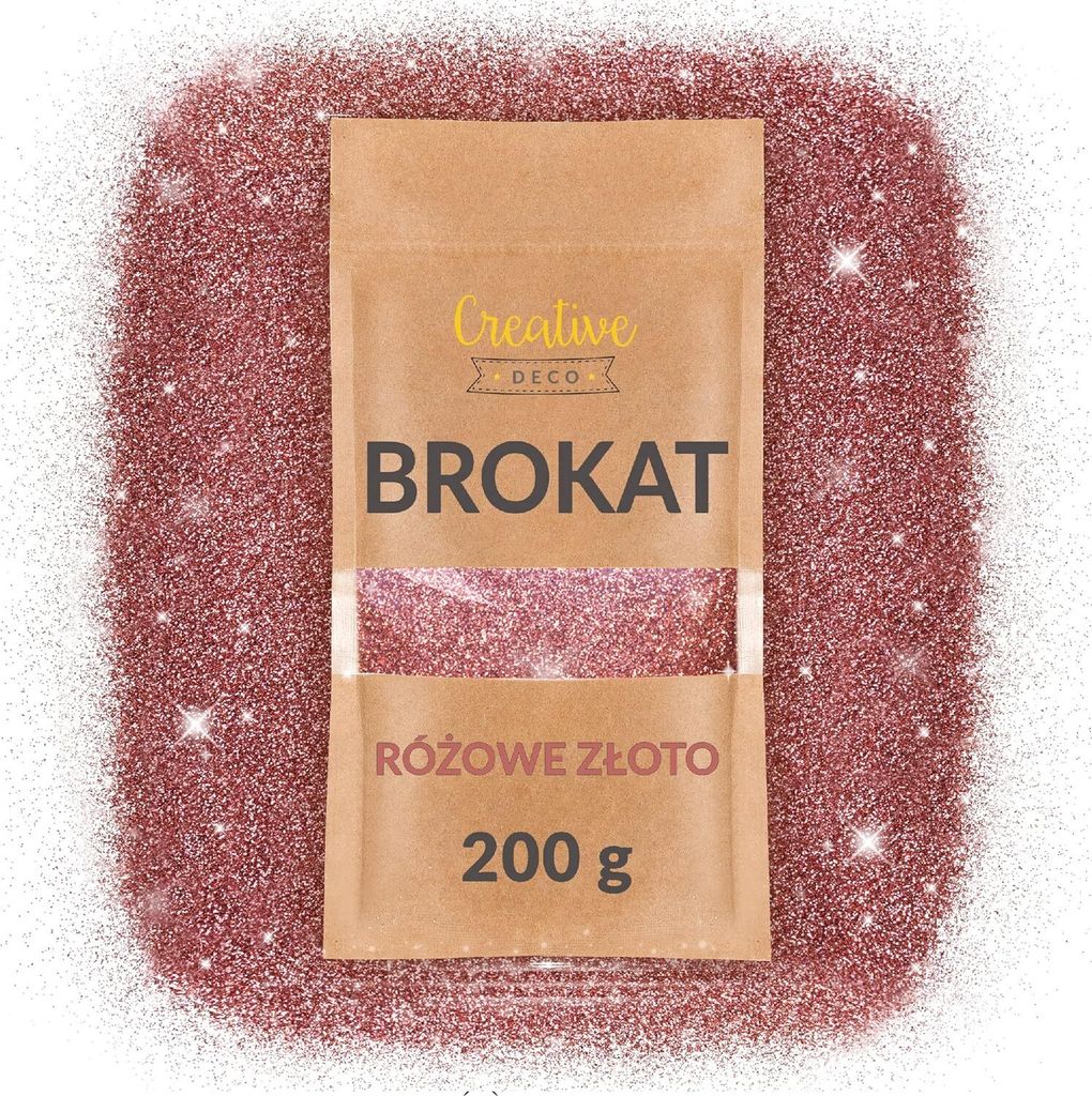Creative Deco Brokat do farb | 200g | Różowe Złoto | Zdjęcie produktu 