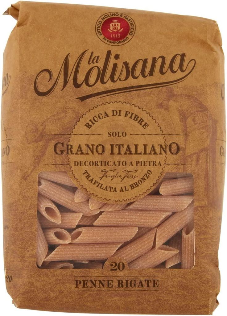 3x La Molisana Pasta Integrale Penne Rigate n°20 Vollkornnudeln Vollkornpasta,100% italienischer Weizen,Bronzepaste 500g Packung + Italian Gourmet...