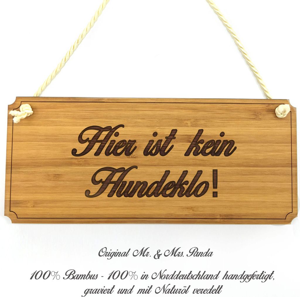 Mr. & Mrs. Panda Schild Hier ist kein Hundeklo! - Geschenk, Graviert, Holzschild, Werbeschild, Shabby, Geschenkidee, Landhaus, Hinweisschild, Türs...