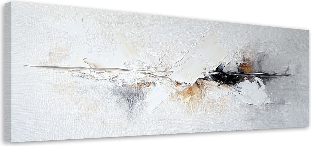 Leinwandbild Industrielle Abstraktion Grau Gold 120x40 Feeby Weiß bild für die wand bereit zum aufhängen