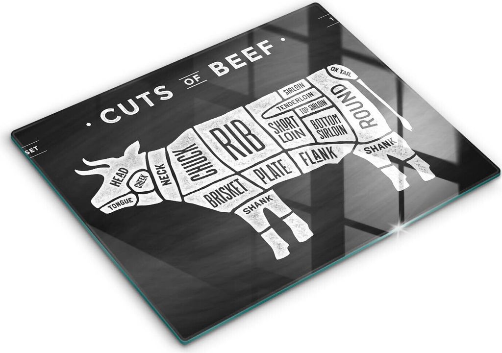 Abdeckung Glas - Küchenabdeckung - 40x52 cm - Abdeckplatte - Kuhfleisch, Rindfleisch