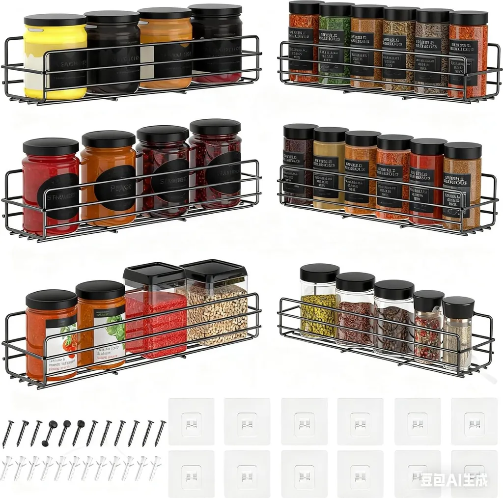 Étagère à herbes 6 pièces en acier inox sans perçage pour cuisine