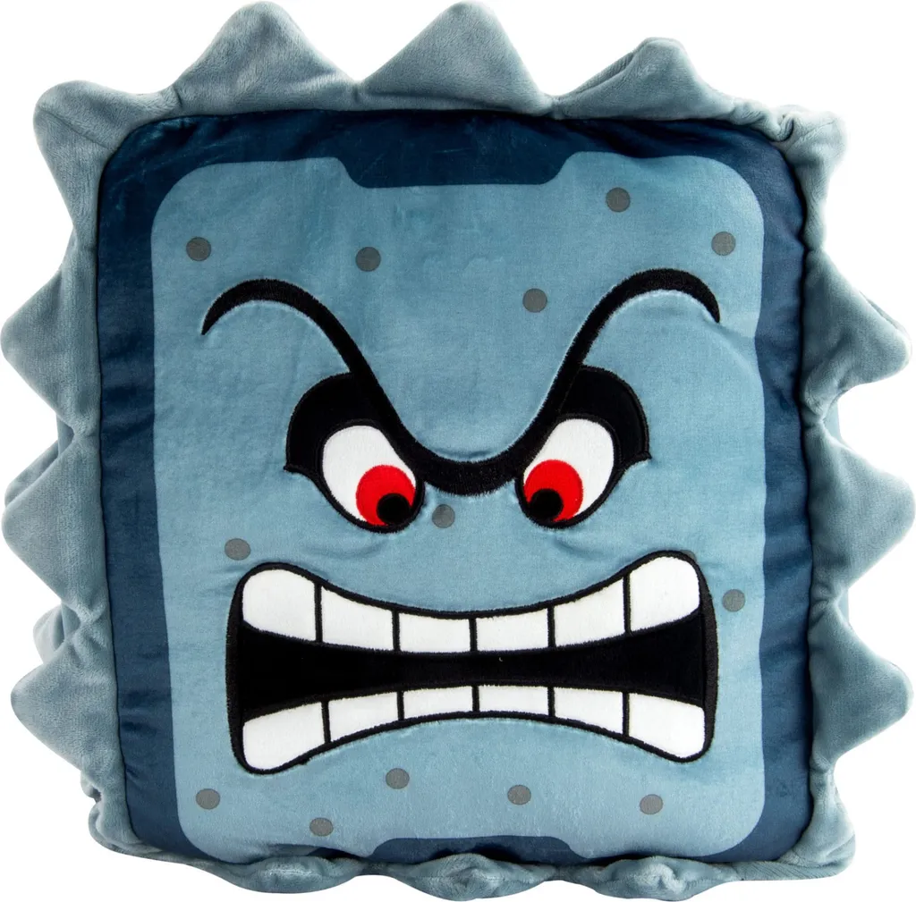 Coussin Peluche Thwomp Super Mario 38 cm pour déco chambre gamer