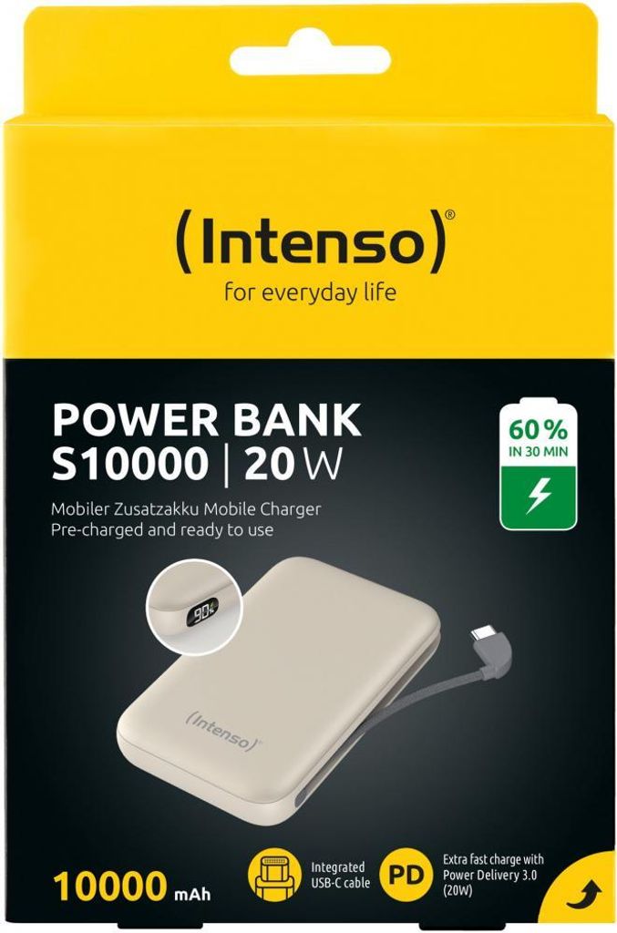 Intenso S10000, 10000 mAh, Litowo-polimerowy (LiPo), Beżowy Zdjęcie produktu 