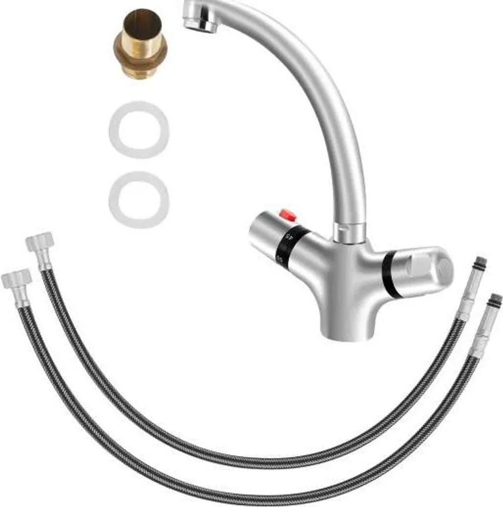 Miscelatore Termostatico Ottone Professionale - Rubinetto 2 Manopole - 4