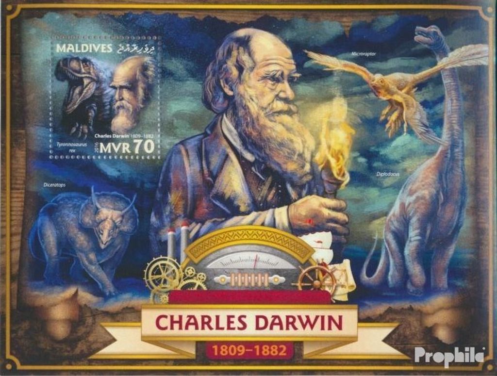 Briefmarken Malediven 2016 Mi Block 980 (kompl. Ausg.) postfrisch Charles Darwin