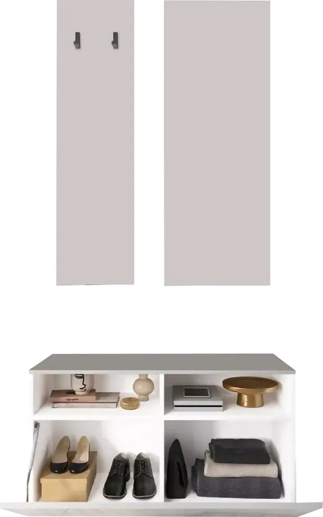Organisez votre Entrée avec le Meuble Rizzuto Blanc 91cm - Miroir Inclus