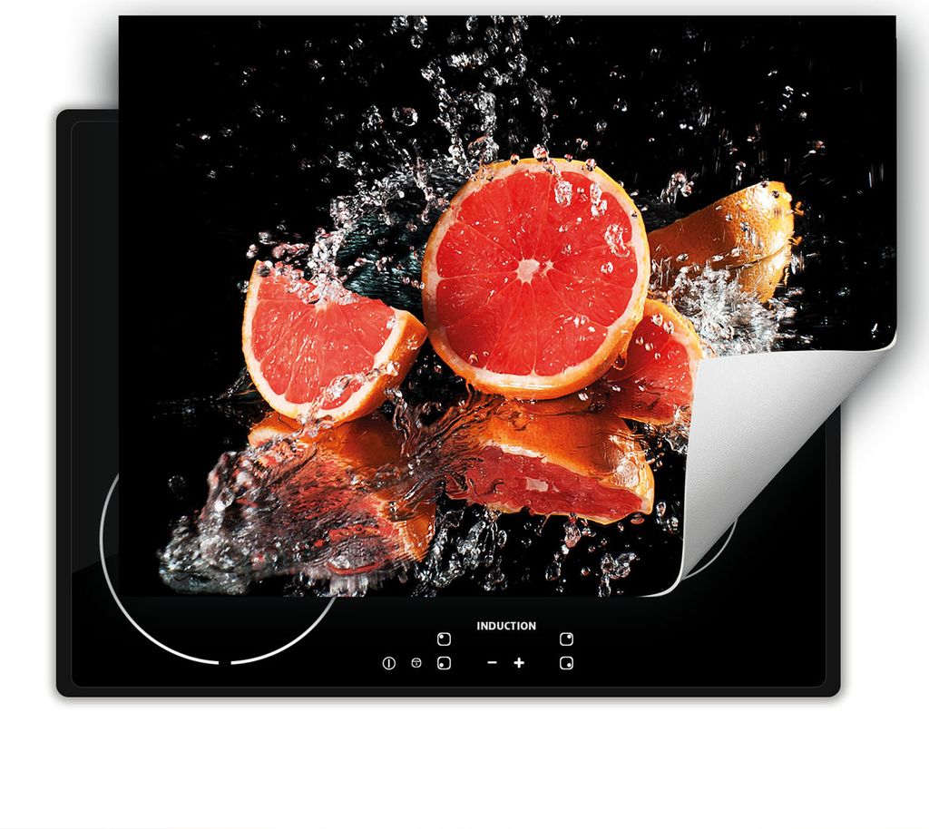 DarHaus Herdabdeckplatte 80x52 cm Anti Rutsch Matte Aufrollbar, schwarz - Grapefruit