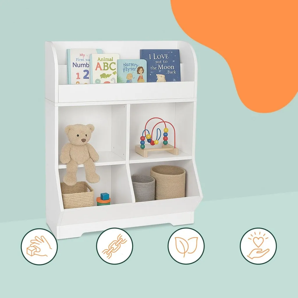 Étagère bibliothèque pour petits avec 4 cubes et double porte-livres - 4