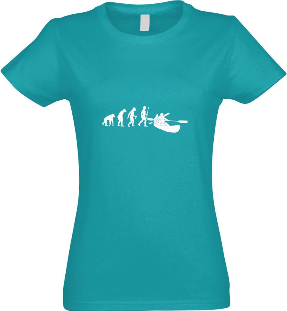 Kiwistar - T-Shirt tailliert - Damen - türkis - Kanu Kajak Evolution - mit Motiv Bedruckt - Funshirt Design - Sport - Freizeit - Damen - XXL