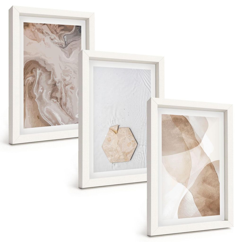 Bilder Set 3-teilig im weißen Rahmen – Wandbilder 3 Stück – gerahmte Poster für Wohnzimmer, Schlafzimmer und Flur – 20x30 cm – Designera...