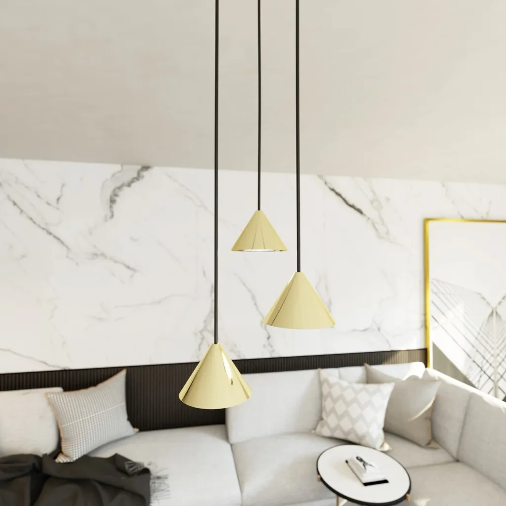 Suspension réglable ELIT : solution d'éclairage design noir et or