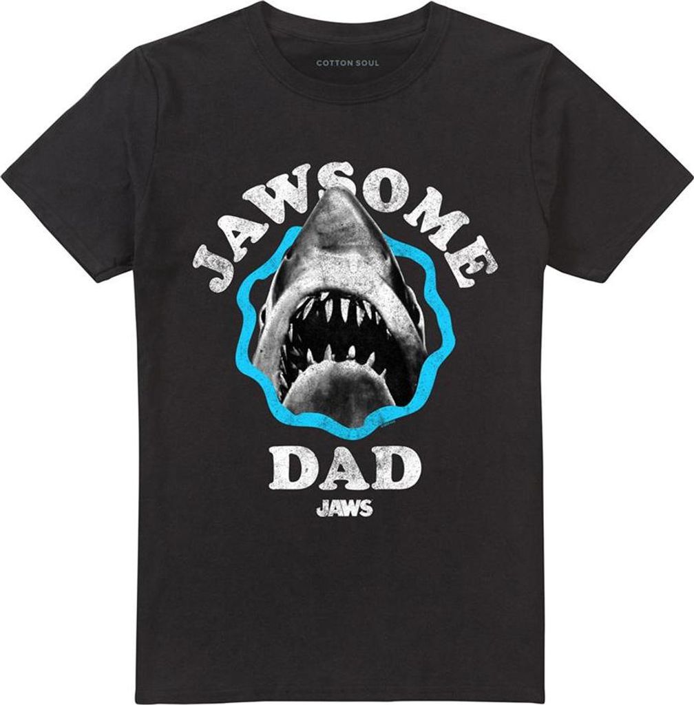 Jaws - "Jawsome Dad" T-Shirt für Herren/Damen Uni, Vatertag TV26425 (3XL) (Schwarz)