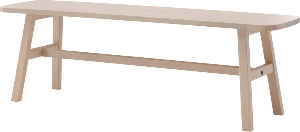 Banc en Chêne Naturel 140cm avec Assise Beige Design Minimaliste Halso