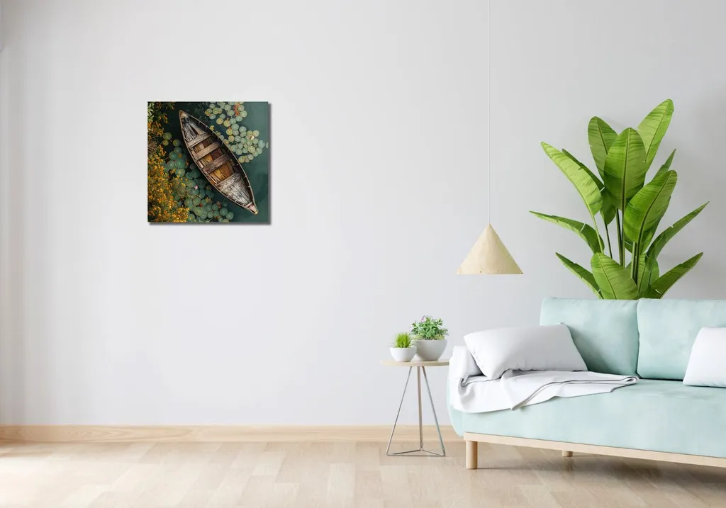 Quadro Moderno 50x50 Barca Natura - Tela Arredo Soggiorno e Ufficio - 2