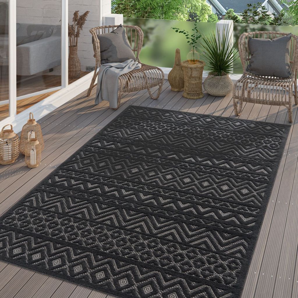 TT Home In-& Outdoor Teppich Wetterfest Balkon Küche Wohnzimmer Boho Skandi Design Größe 120x160 cm