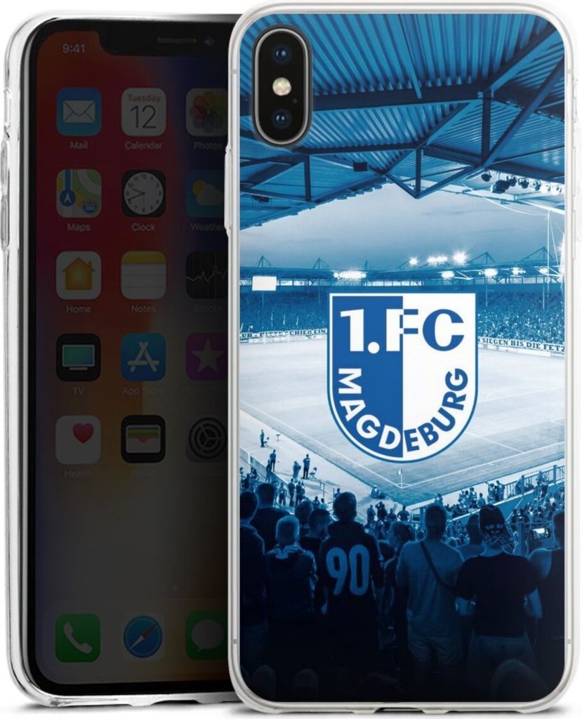 DeinDesign Slim Hülle für Apple iPhone Xs Max Silikon Case Ultra Dünn Handyhülle Stadion 1. FC Magdeburg 1. FCM