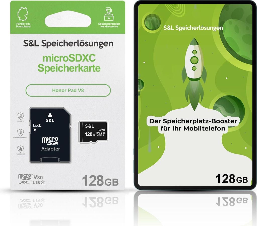 microSD Speicherkarte S&L für Honor Pad V8 - Speicherkapazität: 128 GB