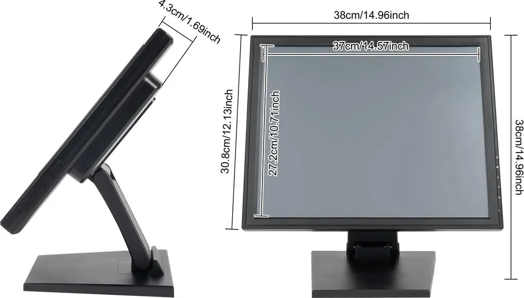 Moniteur tactile de caisse 43 cm résolution 1280x1024 boîtier noir