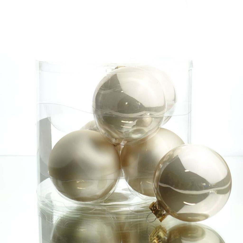 Christbaumkugeln Pearl beige Ø 8 cm aus Glas
