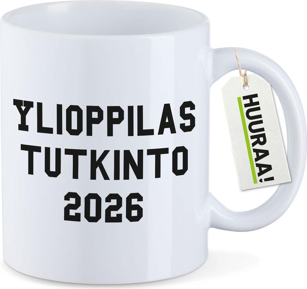 Huuraa Kaffeetasse Ylioppilastutkinto 2026 Abschluss Finnland 330ml Weiß Keramik Kaffeebecher Geschenkidee