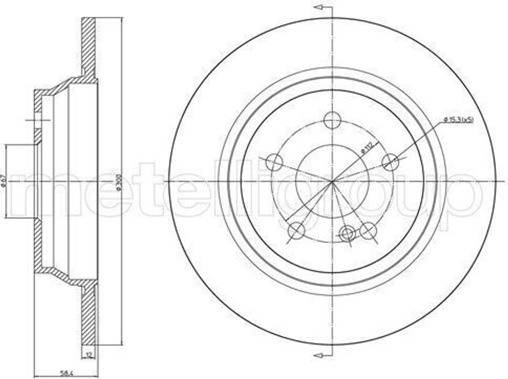 2x METELLI Bremsscheibe 23-1146C passend für MERCEDES-BENZ SL (R230) 58 4mm