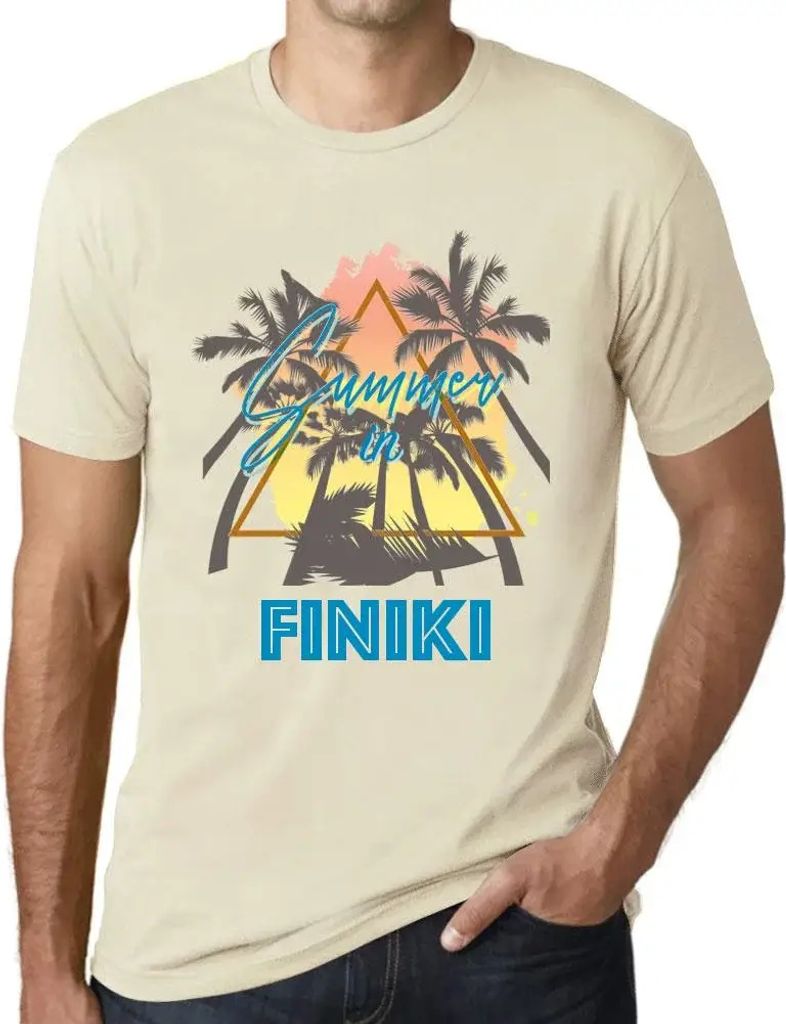 Herren Grafik T-Shirt Palmen Sonnenschein Sommer in Finiki – Palm, Sunshine, Summer In Finiki – Öko-Verantwortlich Vintage Jahrgang Kurzarm Lu...