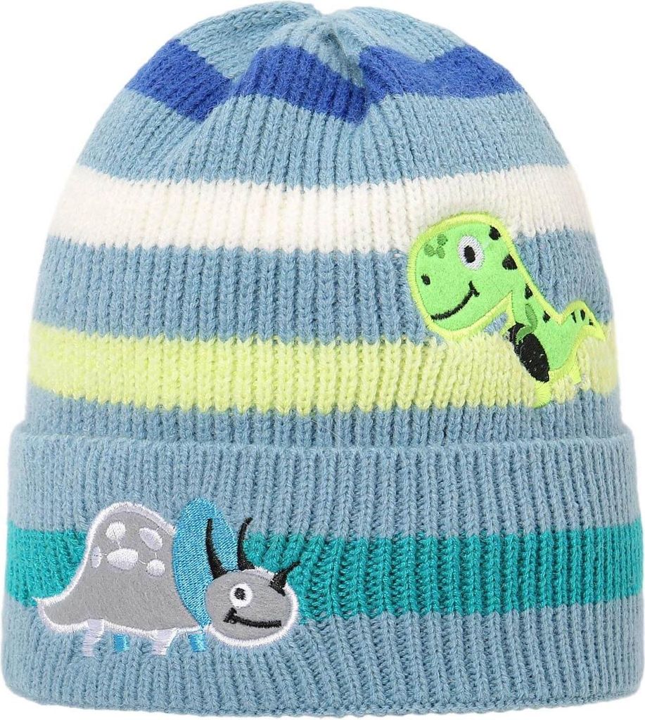 Leoberg Kinder Strickmütze in verschiedenen Designs & Farben - Kids Mütze für Mädchen und Jungen in 127042-blau-2