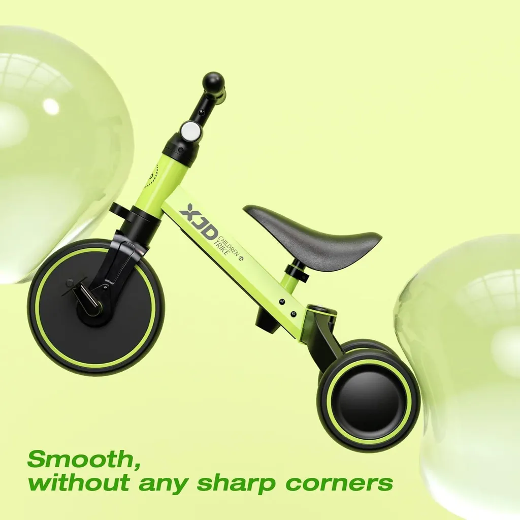 Tricycle évolutif pour bébé XJD Vert avec selle ajustable et 3 roues
