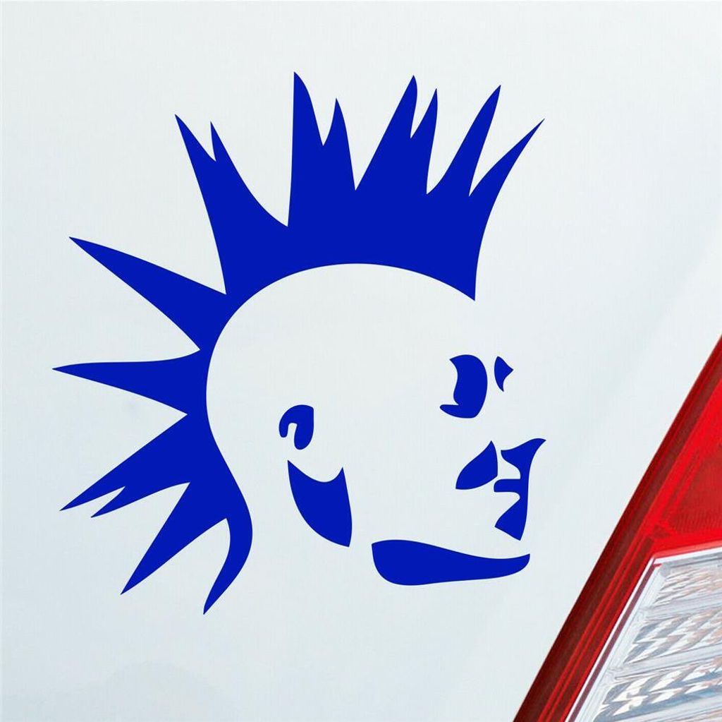 Auto Aufkleber Punker Punk New Wave Rock Tuning 10x11 cm Dunkelblau Sticker Heckscheibenaufkleber