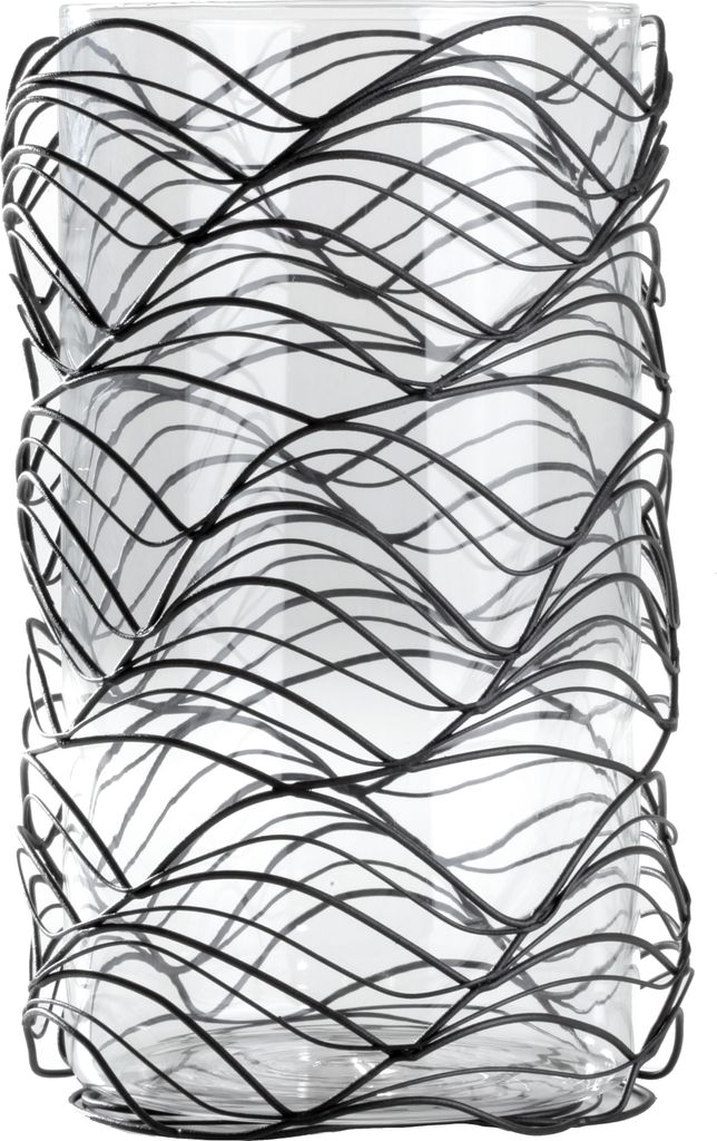 Vase (13x13x22,5cm), schwarz-braun