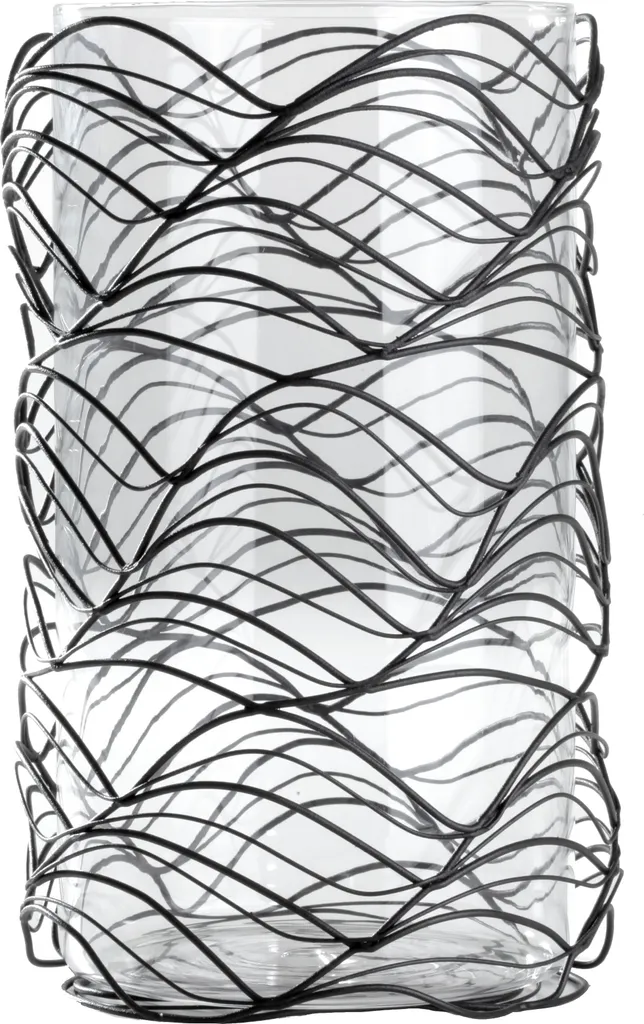 Vase en céramique noir et brun 13x13x22,5cm - Décoration bicolore chic