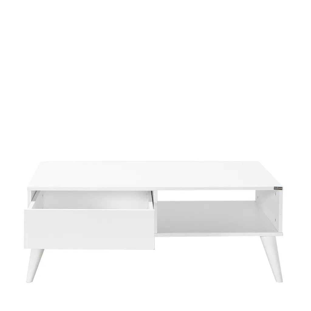 Table Basse Rectangulaire Blanche 110 cm en Bois Mélaminé Haute Densité