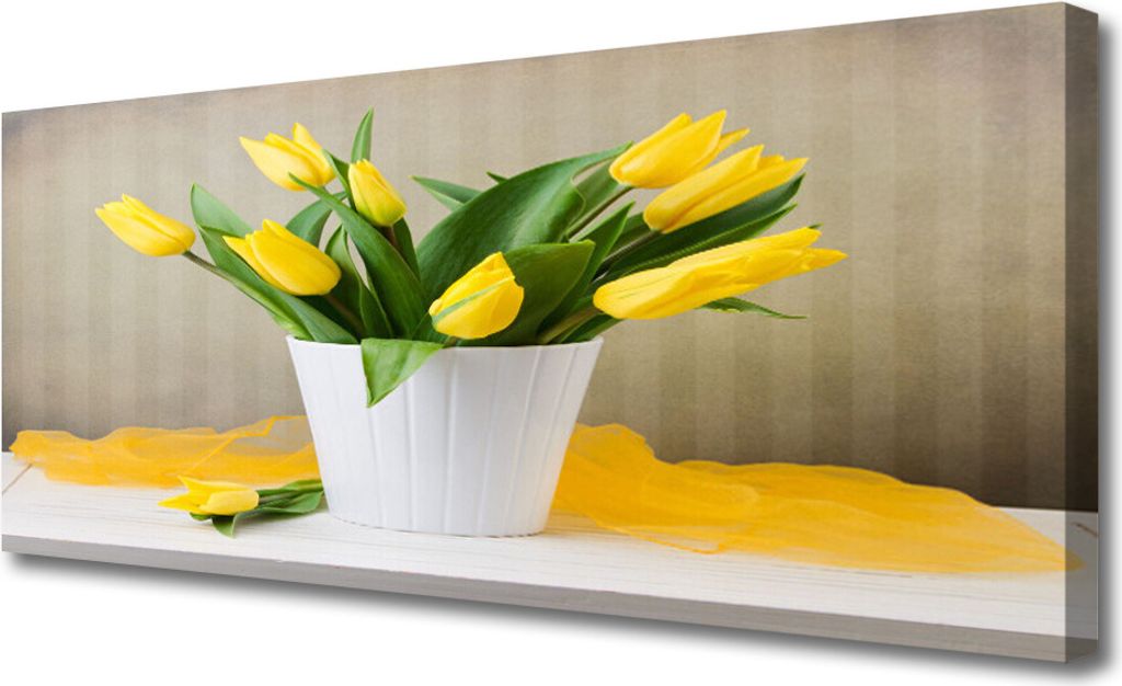Tulup Leinwand-Bilder 125x50 Wandbild Canvas Kunstdruck Tulpen Pflanzen