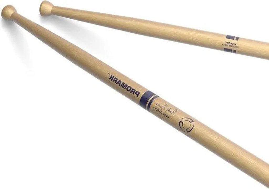 Paire de Baguettes Ténor Hickory et Embout Nylon Bleu pour Fanfare et Défilé