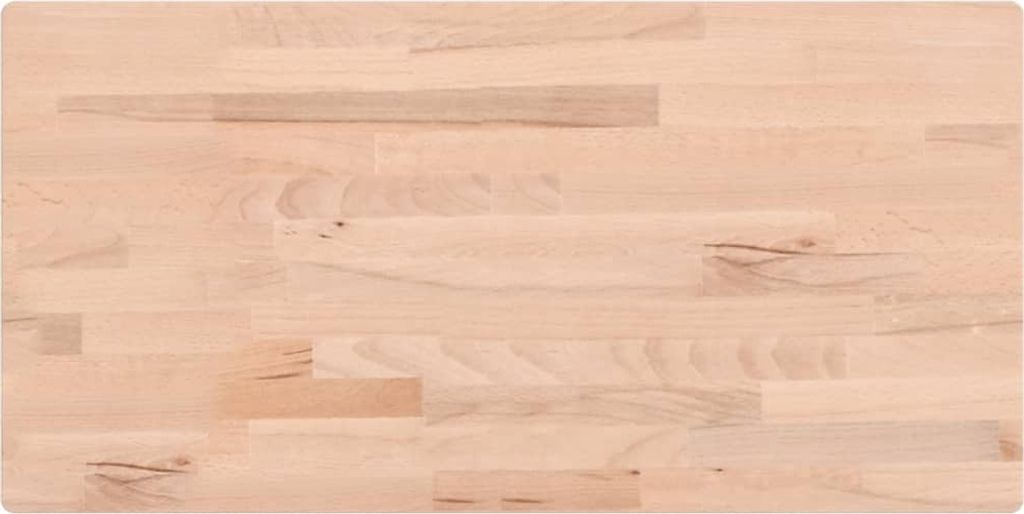 A close-up, top-down view of a butcher block style wooden countertop or table surface.