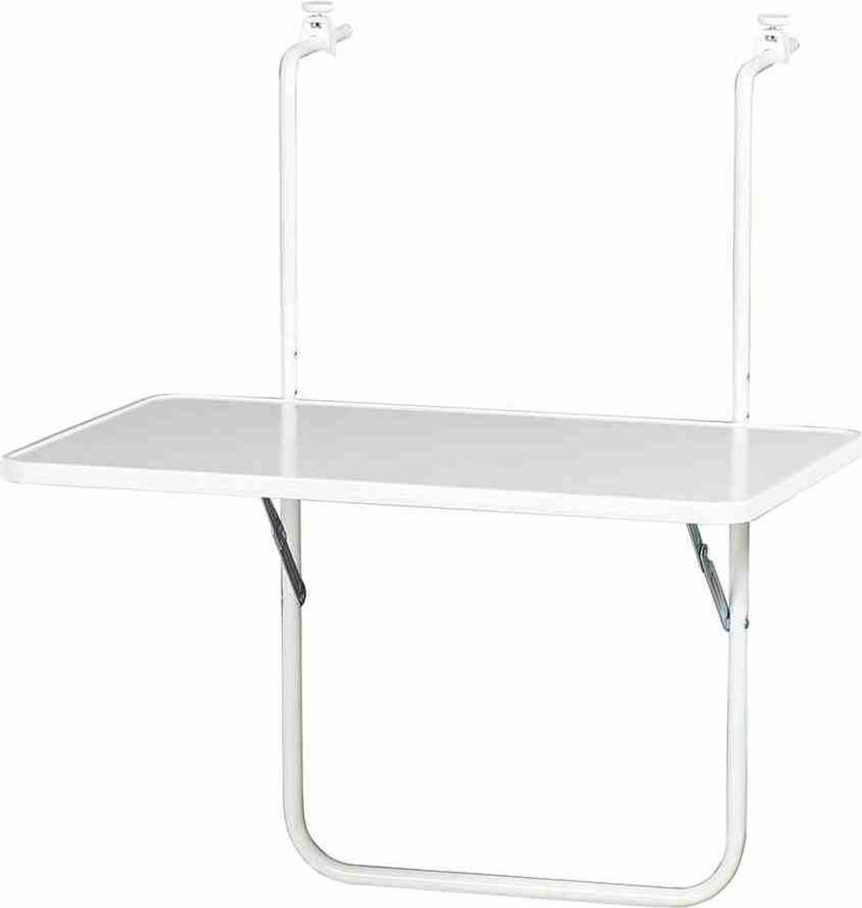Balkonhängetisch 60 x 40 cm weiß Gestell aus Stahl in weiß, Produktbild 