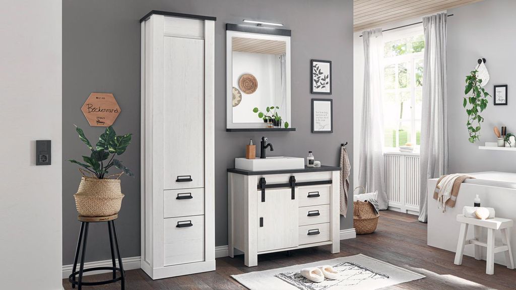 Badset Sherwood B5 Pinie weiß anthrazit Becken