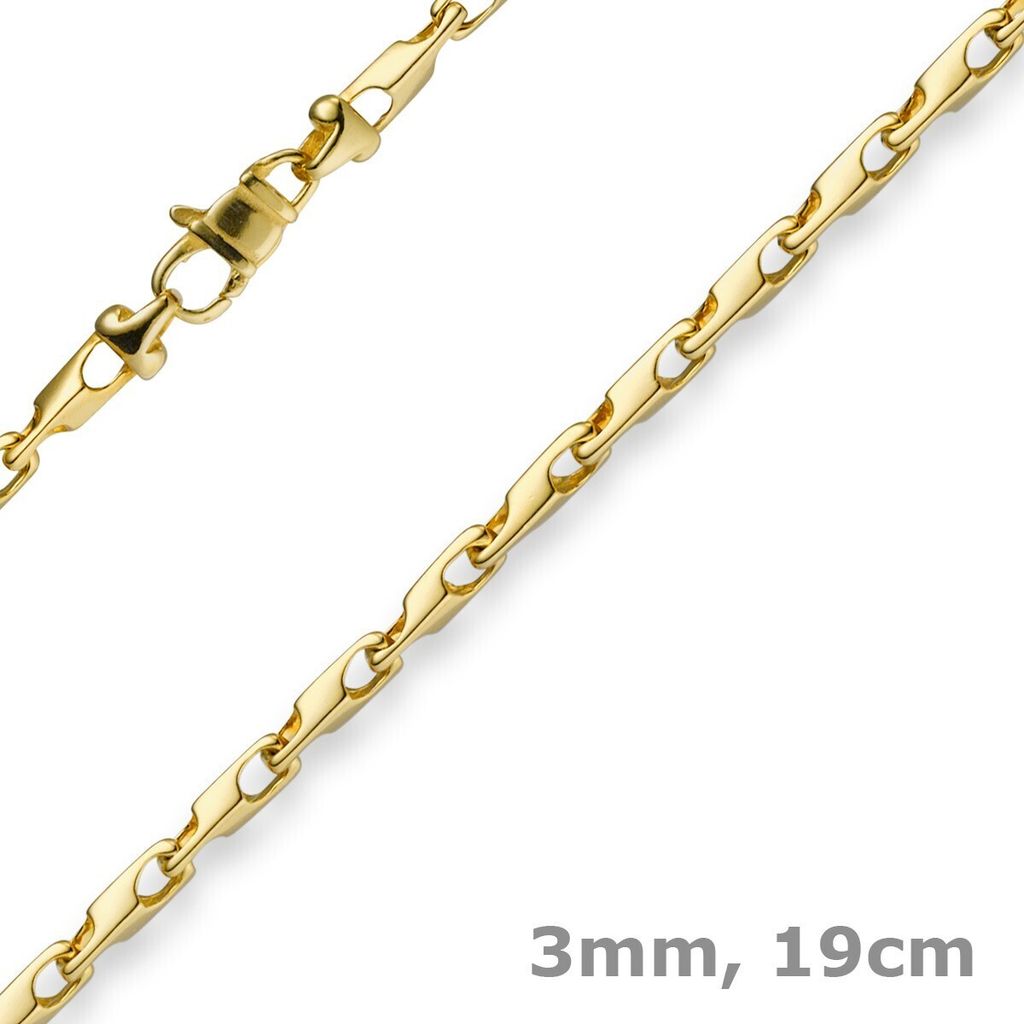 3mm Armband Armkette Alainkette 585 Gold Gelbgold 19cm Uni Goldarmband
